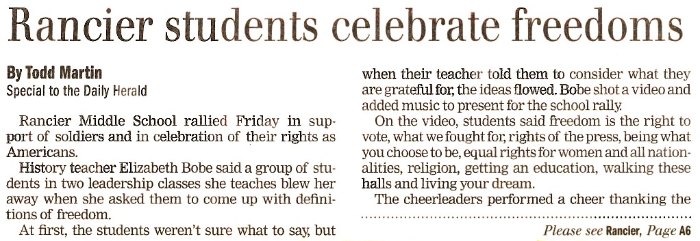 Rancier students celebrate freedoms